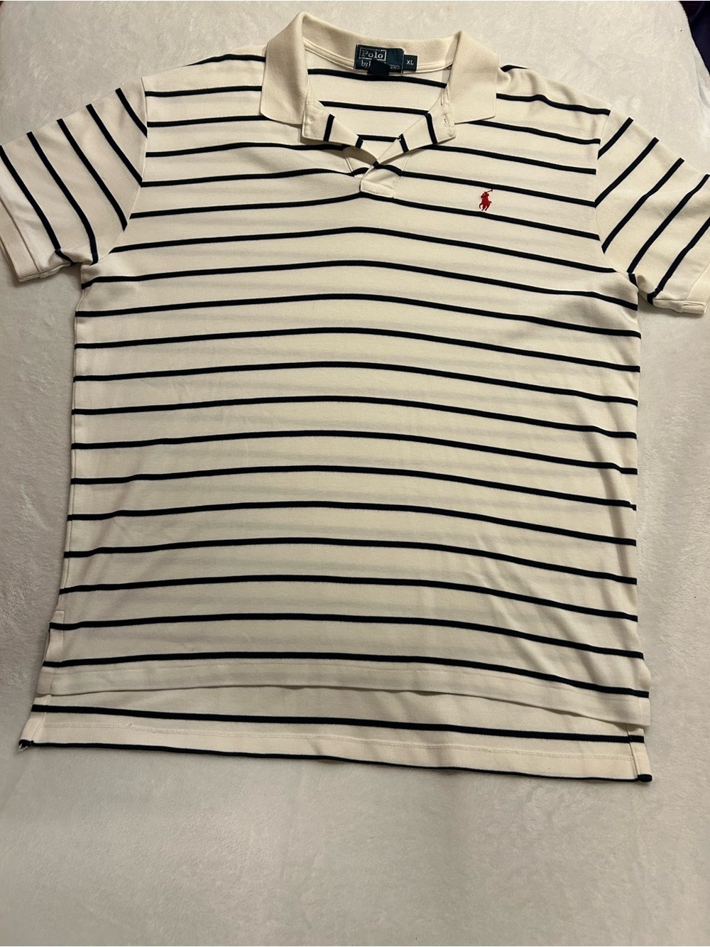 Polo by Ralph Lauren Men's XL Cotton Striped Short Sleeve Polo Embroidered Logo